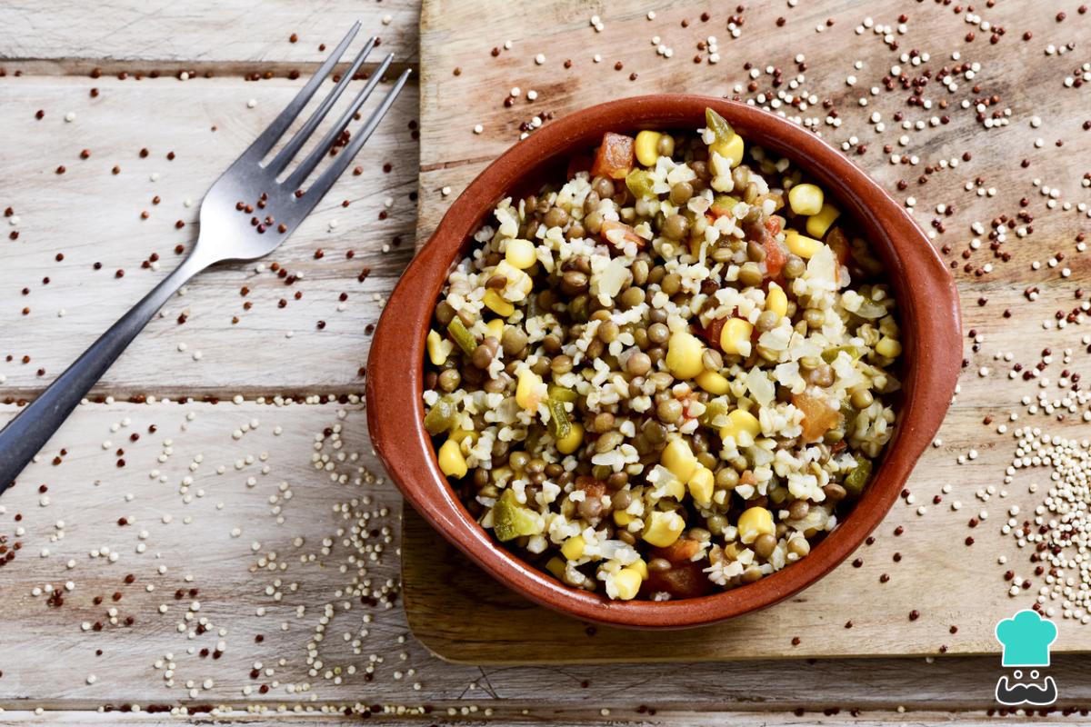 Receta de Ensalada de lentejas con arroz y huevo