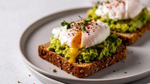 Más allá del café: 7 desayunos antiinflamatorios para deshincharte y llenarte de energía - Tostadas integrales con aguacate y huevo pochado: proteína + grasas saludables