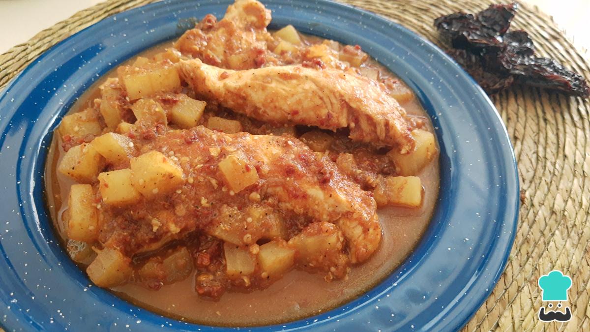 Receta de Pollo en chile morita