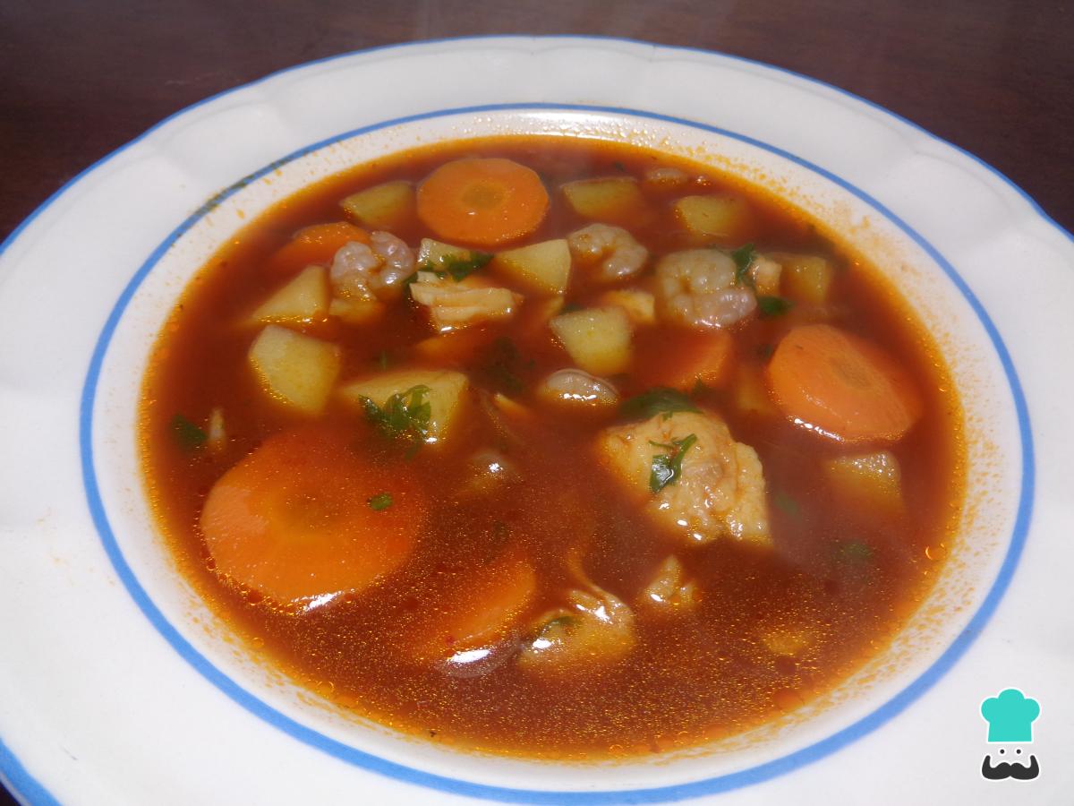Receta de Caldo de pescado con camarón