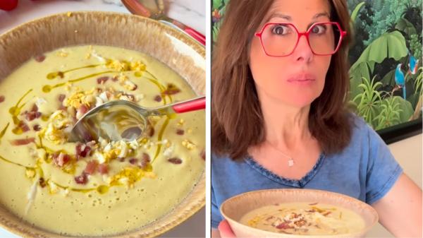 Rosa Arnau, cocinera: “La cena más fresca y rica del verano se hace con 1 bote de espárragos, 1/2 manzana y 2 huevos” - El truco para conseguir una crema fría deliciosa sin esperar horas