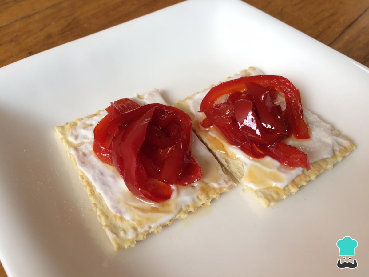 Receta de Pimientos caramelizados con queso