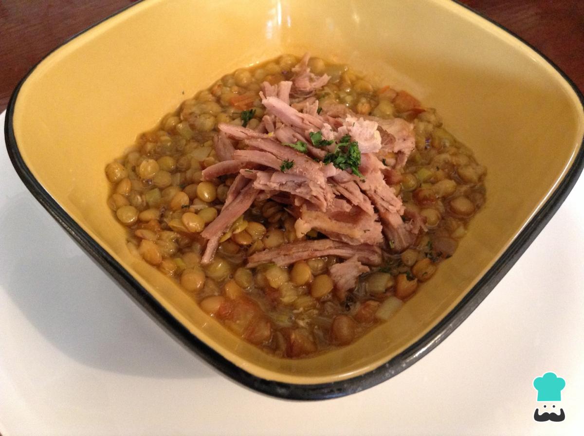Receta de Lentejas con carne desmechada