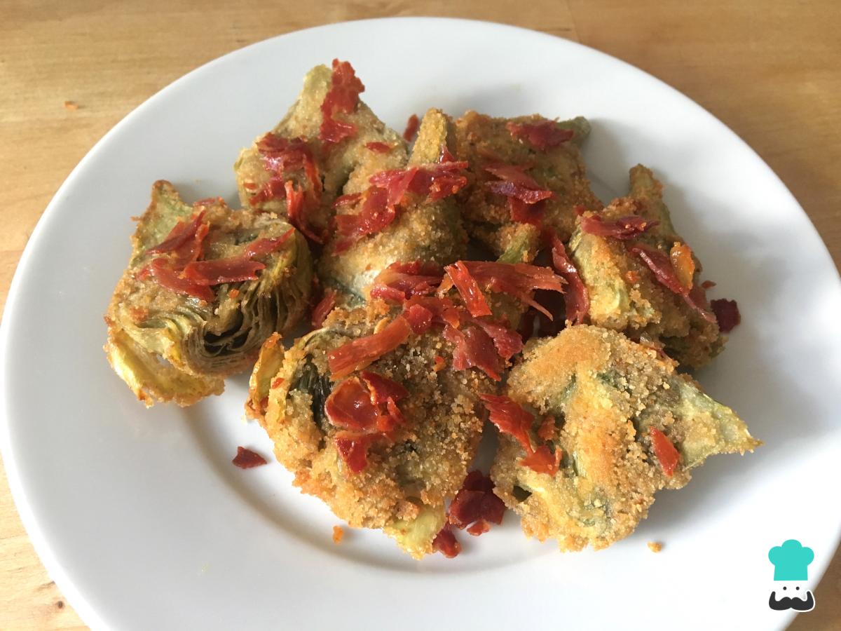 Receta de Alcachofas rebozadas con jamón