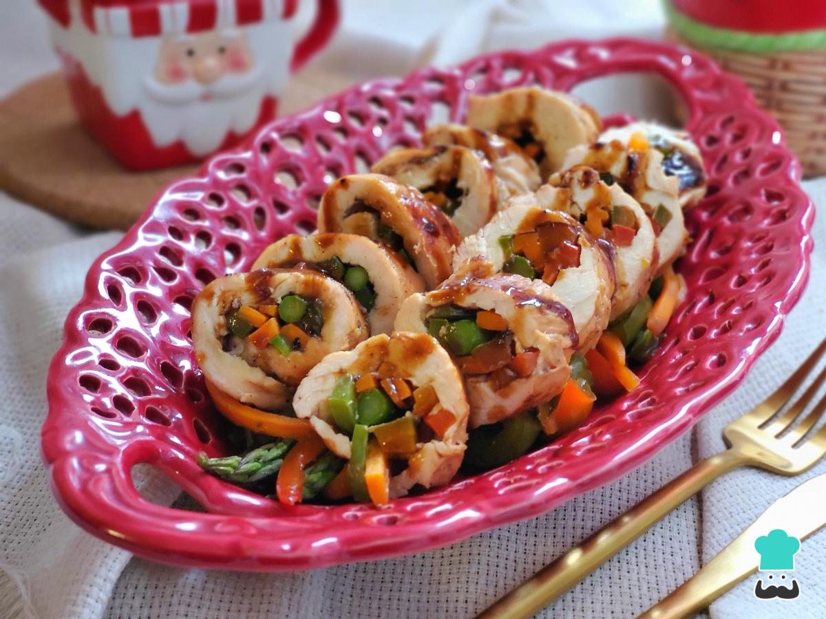Receta de Enrollado de pollo con verduras