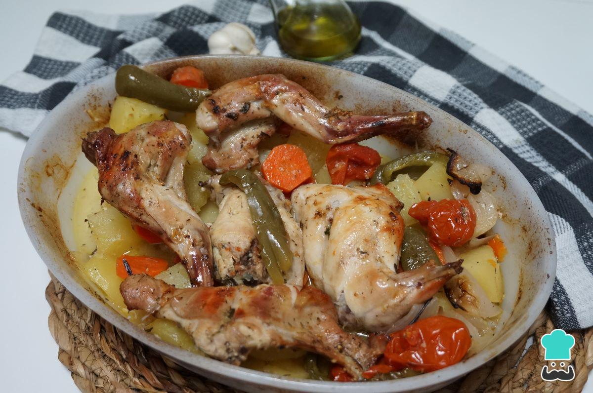 Receta de Conejo al horno con verduras