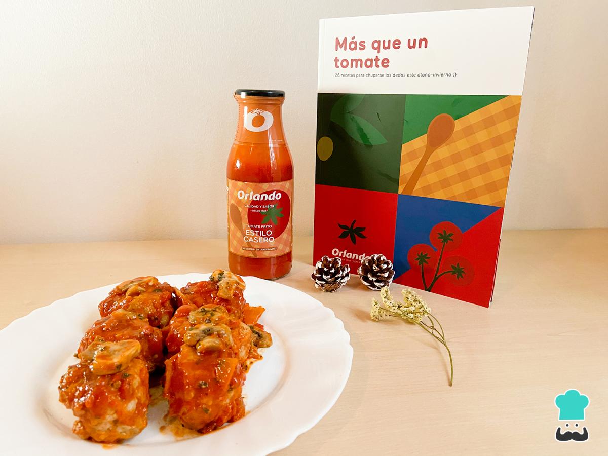 Receta de Albóndigas con salsa de champiñones y tomate frito