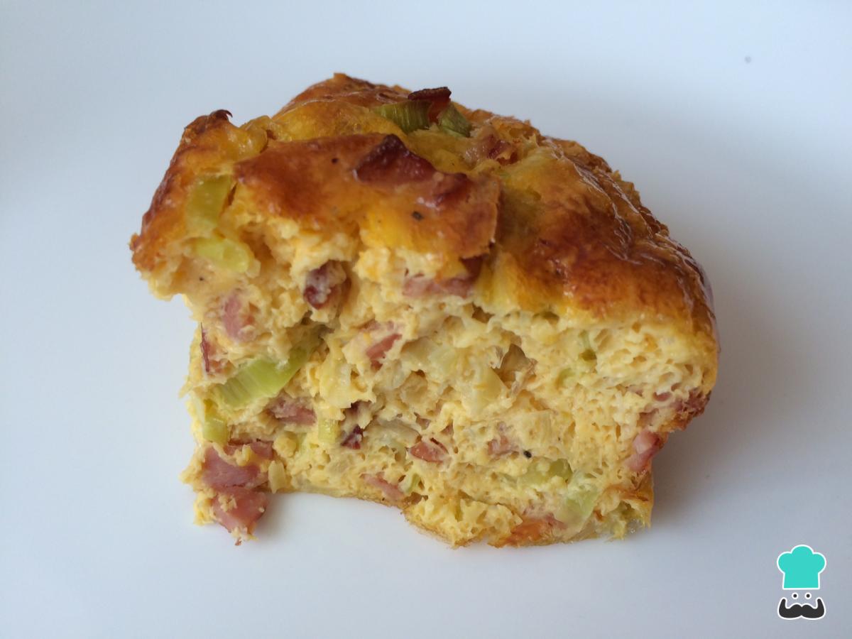 Receta de Pastel de puerros y bacon sin hojaldre