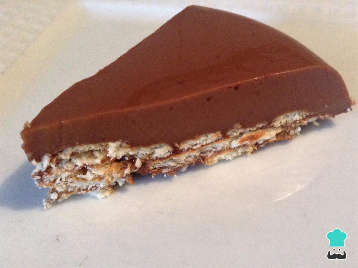 Receta de Tarta de galletas, flan y chocolate sin horno