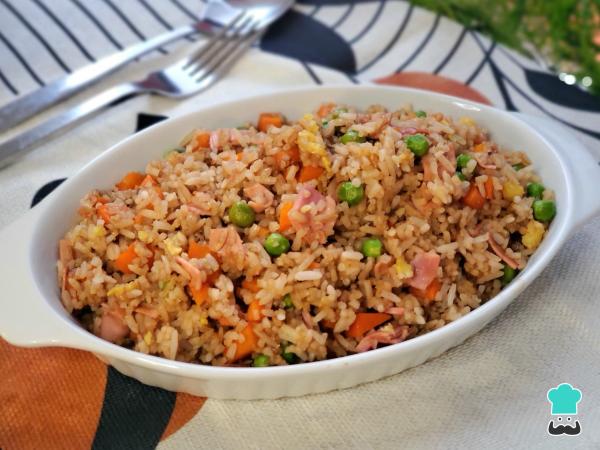 Receta de Arroz tres delicias con verduras
