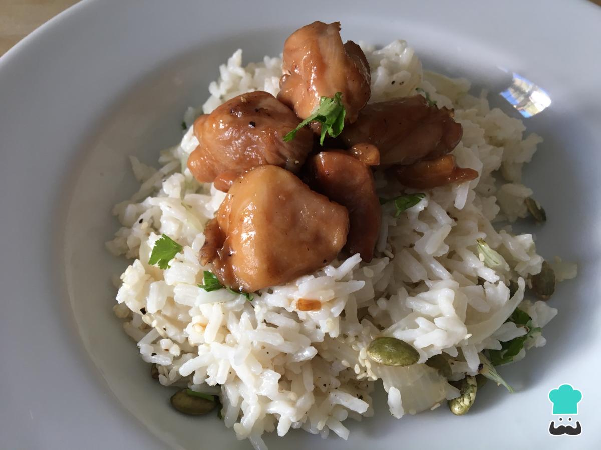 Receta de Pollo thai con arroz de jazmín