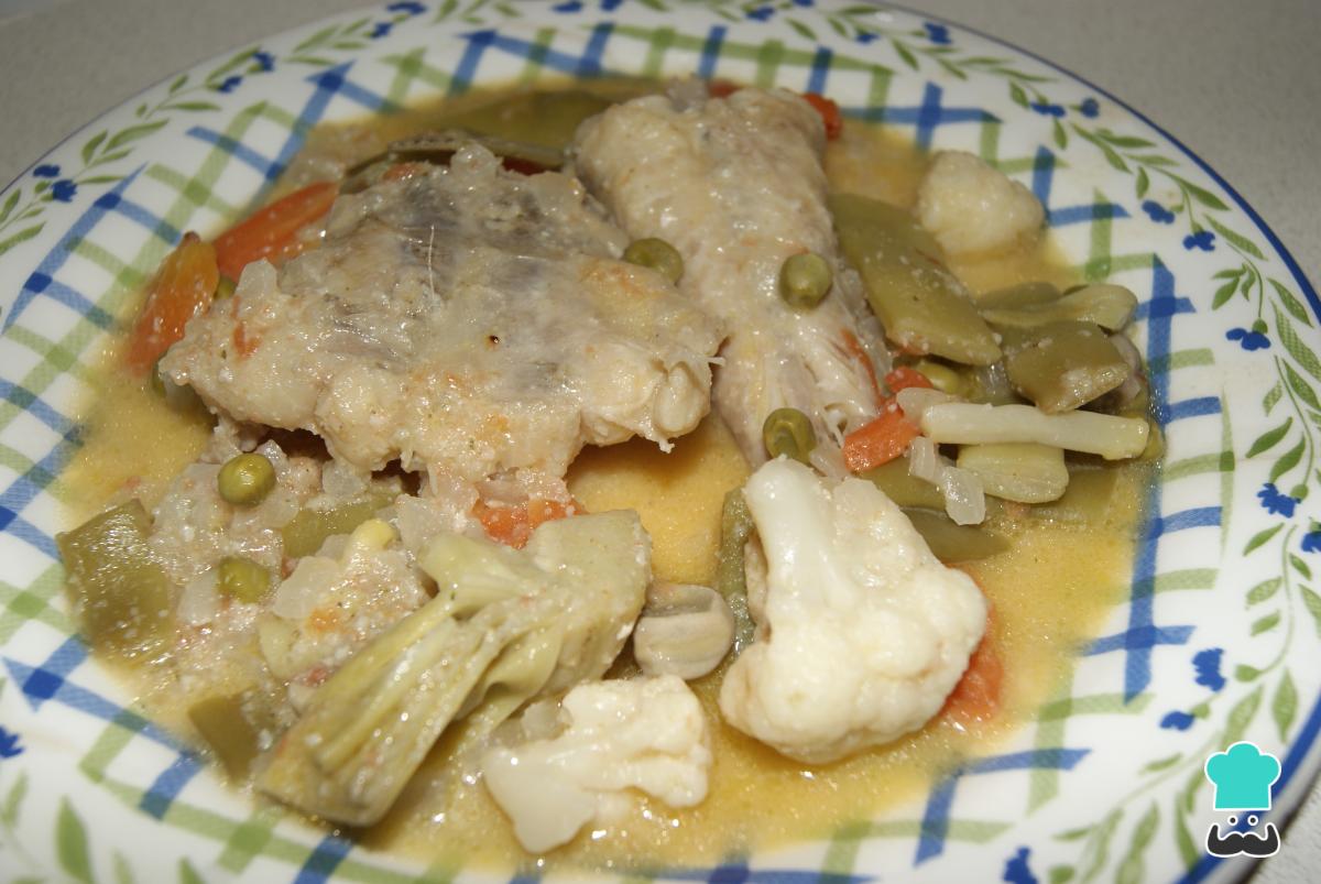 Receta de Rape guisado con verduras